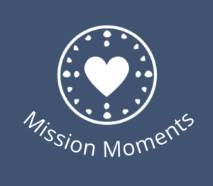 The Mission Moments logo: the medicine wheel of Valley-Wide's logo with a heart in the center and the text Mission Moments below